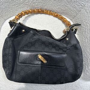 Guccissima Bamboo Jacquard Hobo Brown Black Light brown